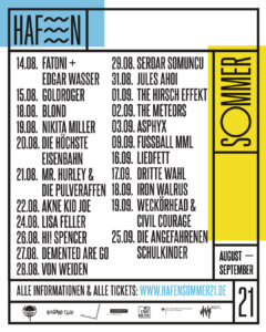 HafenSommer21 - Programm August bis September (Credits: www.hafensommer21.de)