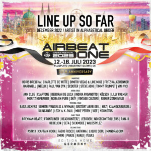 AIRBEAT ONE 2023 - Line Up Banner (Bild Credits (c): AIRBEAT ONE)