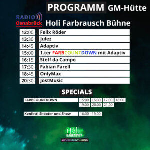 Holi Farbrausch Osnabrück-Georgsmarienhütte - Line Up (Credits (c): Holi Farbrausch)