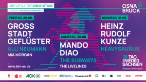38. Tag der Niedersachsen in Osnabrück, 29. - 31.08.2025, Line-Up Ankündigung Osna-Stage (Credits: Marketing Osnabrück)