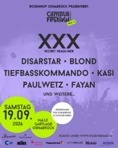 Campus Festival Osnabrück 2026 - Line Up-Plakat (Credits: Campus Festival Osnabrück)